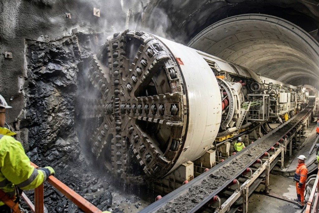 Arizona Tunnel Services TBM at AZ 550 Sindorf tunnel portal with Vortex HDD support rig